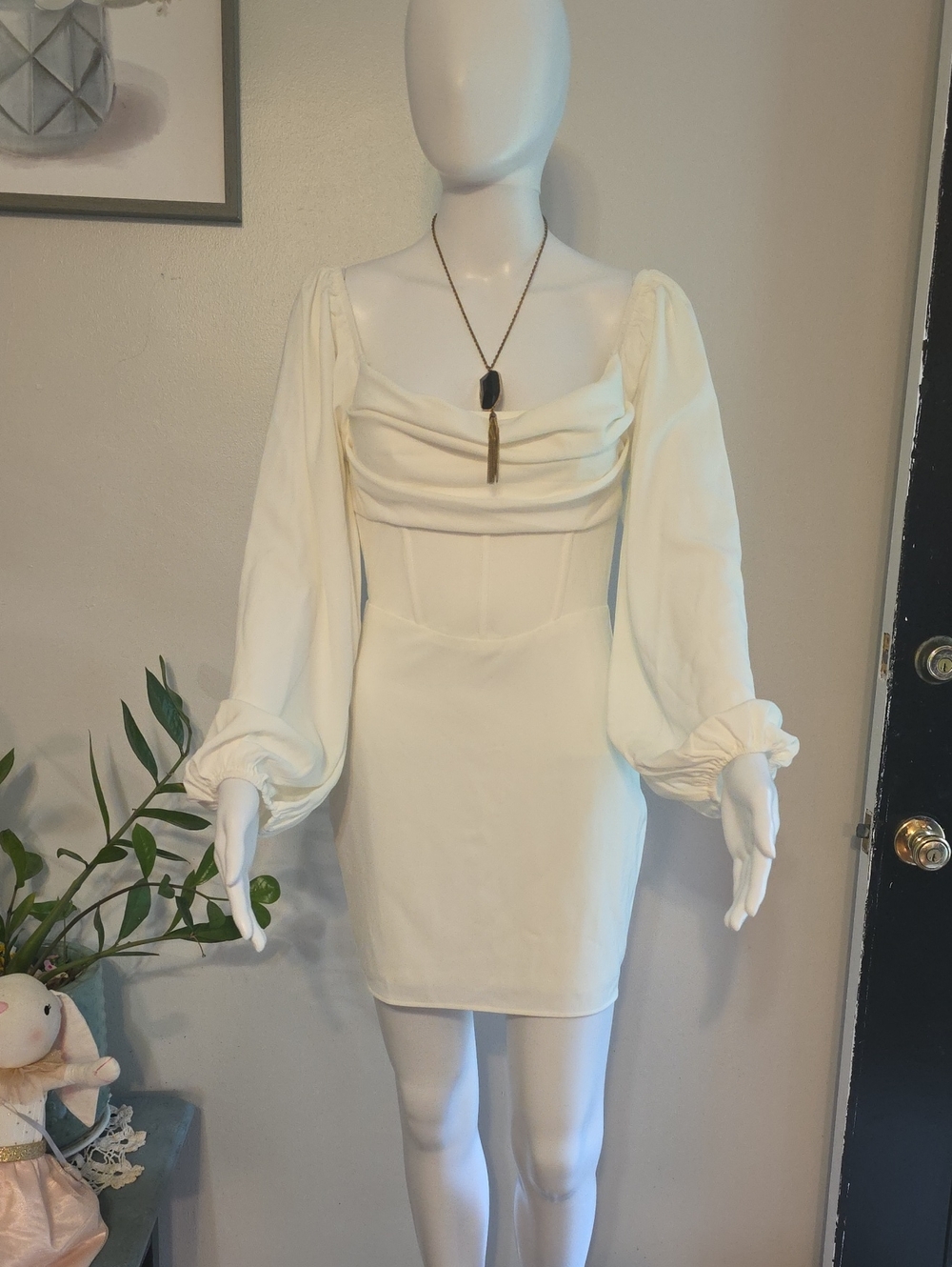 NWT Princess Polly Earth Club White Corset Long Sleeve Mini Dress